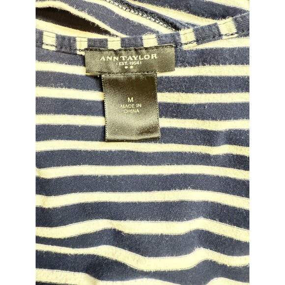 ⚓ Ann Taylor Nautical Striped Faux Wrap Top – V-Neck, 3/4 Sleeve – Size M - Picture 4 of 5